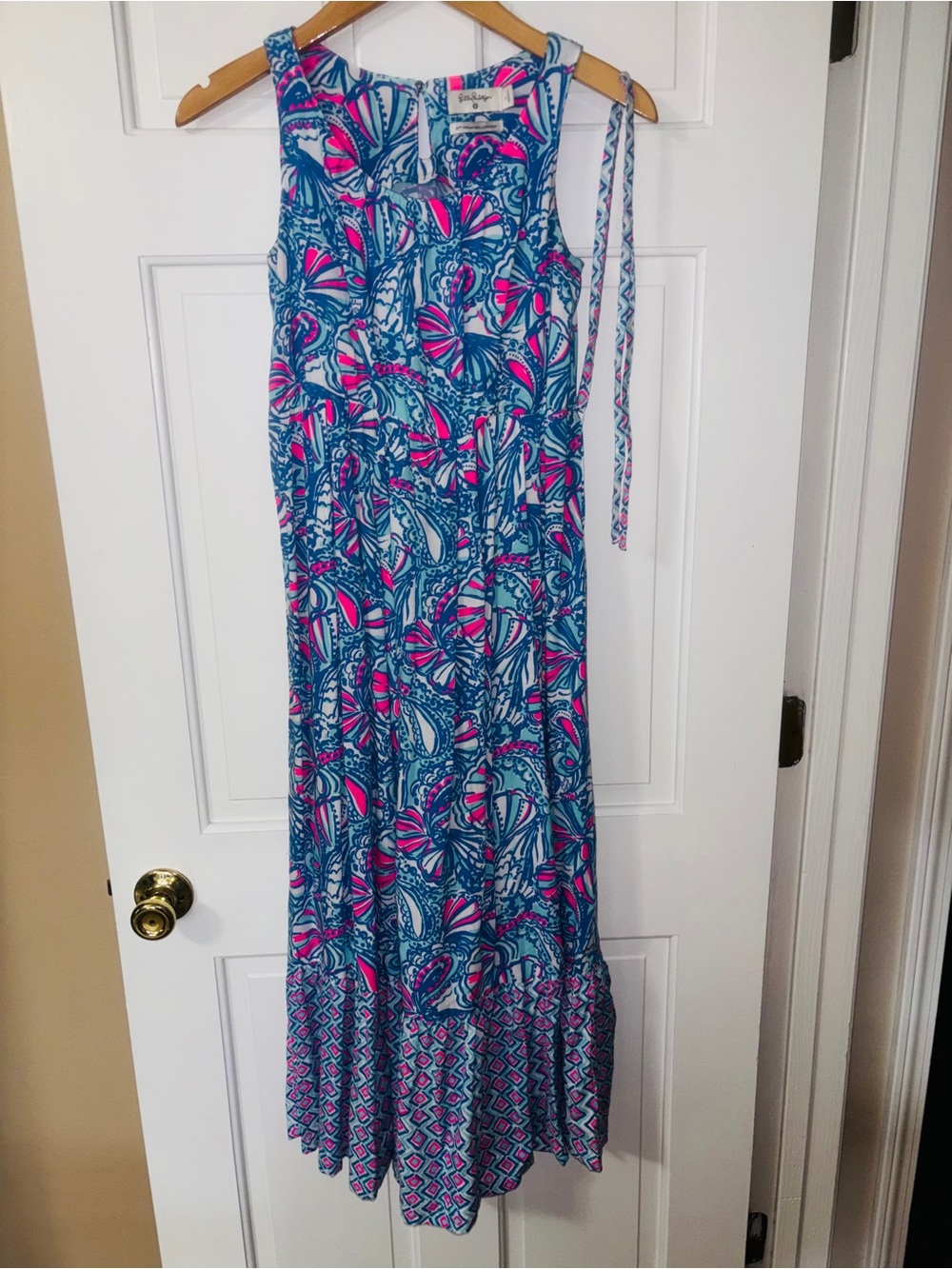 Lilly Pulitzer Blue and Pink Printed Maxi Dress -20th Anniversary Edition